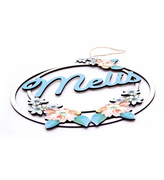 Meşgalem Çiçek ve El Yazısı Temalı Kişiye Özel Kapı Süsü - Resim 2