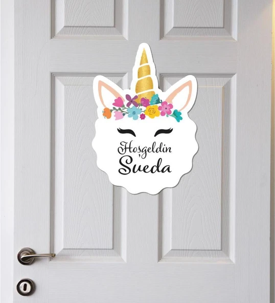 Meşgalem Unicorn Başlık Temalı Kişiye Özel Kapı Süsü ürün görseli