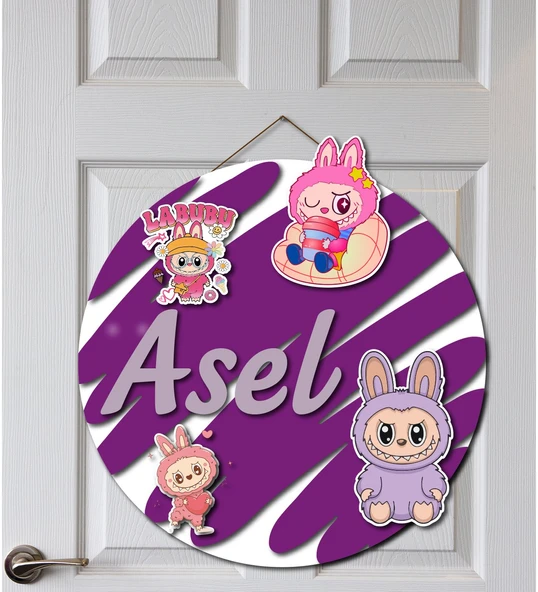 Labubu Desenli Kişiye Özel Yenidoğan Kapı Süsü (45 cm) ürün görseli