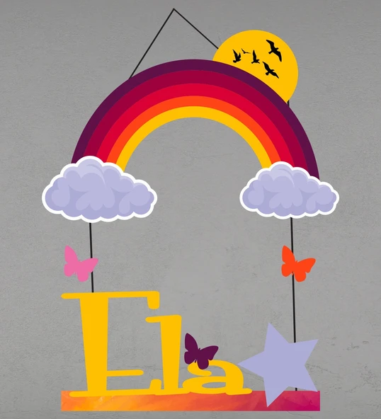 Meşgalem Gökkuşağı Temalı Kişiye Özel Kapı Süsü - Resim 2