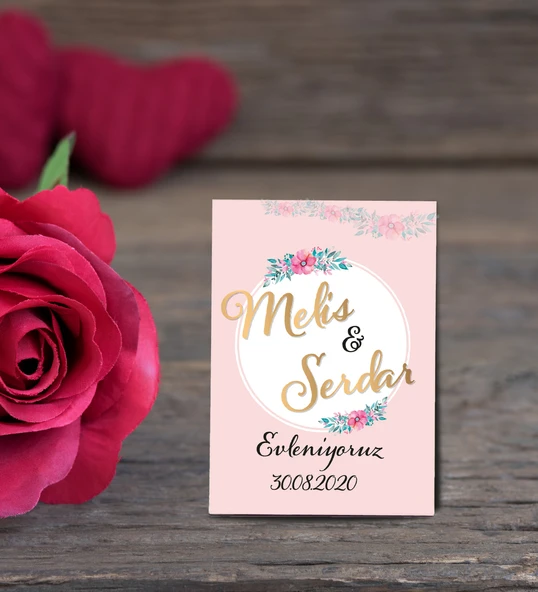 İsme Özel Söz, Nişan Hatırası Ahşap Magnet 50 Adet ürün görseli 1