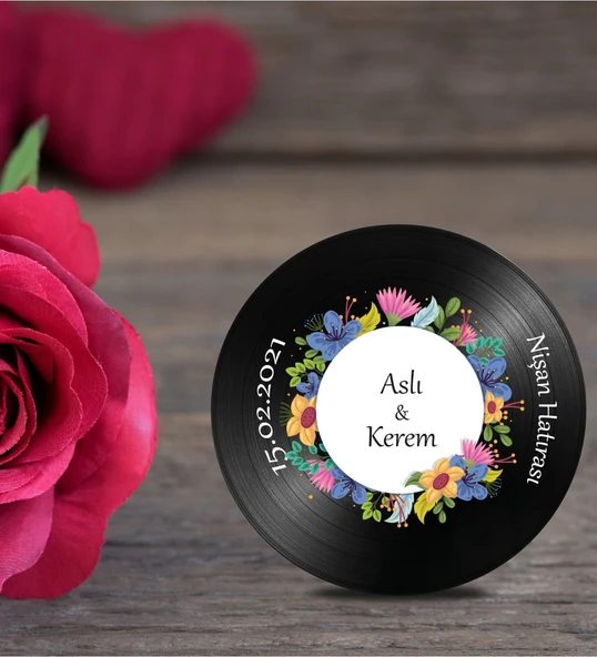 İsme Özel Ahşap Plak Magnet Söz Nişan Hatırası 50 Adet ürün görseli 1