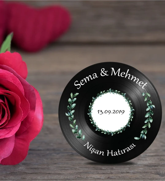 İsme Özel Ahşap Plak Magnet Söz Nişan Hatırası 50 Adet ürün görseli 1