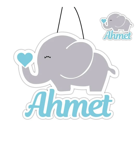Kişiye Özel Bebek Kapı Süsü Ve 50 Adet Magnet Seti Fil Temalı ürün görseli