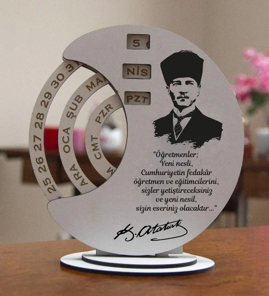 Kişiye Özel Öğretmen Temalı Yuvarlak Döner Takvim ürün görseli 1