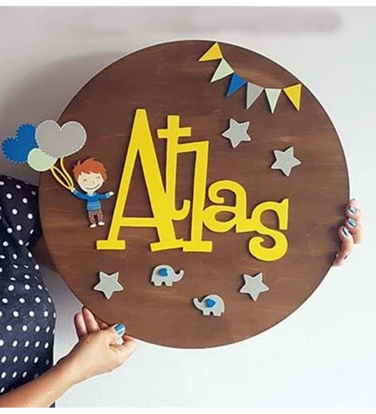 Meşgalem Ahşap Bebek Odası Kapı Süsü - 9 ürün görseli