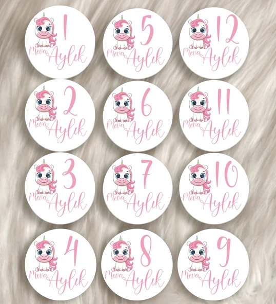 12 Aylık Ahşap Plak Seti Bebek Aylık Fotoğraf Kartları - Resim 2