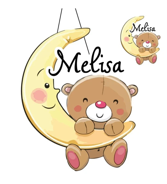 Kişiye Özel Bebek Kapı Süsü Ve 50 Adet Magnet Seti Gülen Ayı ürün görseli