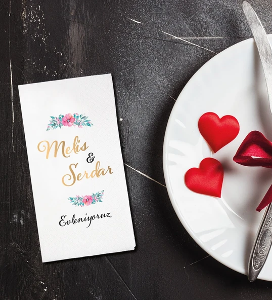 Kişiye Özel Baskılı Peçete Söz Nişan Peçetesi 25 Adet ürün görseli 1