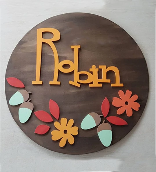 İsme Özel Tatlı Çocuk Odası Kapı Süsü - Resim 2