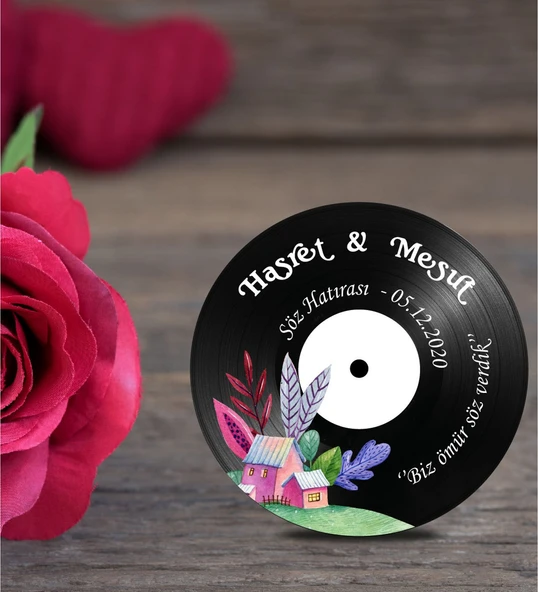 İsme Özel Ahşap Plak Magnet Söz Nişan Hatırası 50 Adet ürün görseli 1