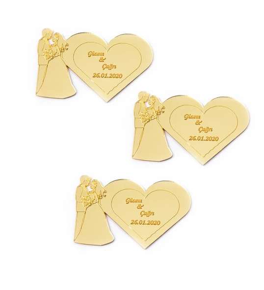 50 Adet İsme Özel Pleksi Magnet Kalp Figürlü Söz Nişan Nikah Hatırası ürün görseli 1