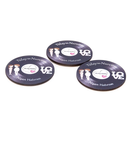 İsme Özel Ahşap Plak Magnet Söz Nişan Hatırası 50 Adet - Resim 2