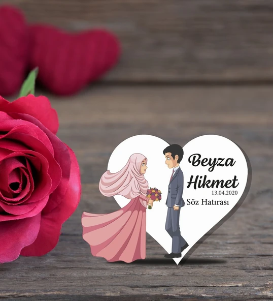 İsme Özel Söz, Kına, Nikah, Nişan, Düğün Hatırası Ahşap Magnet ürün görseli 1