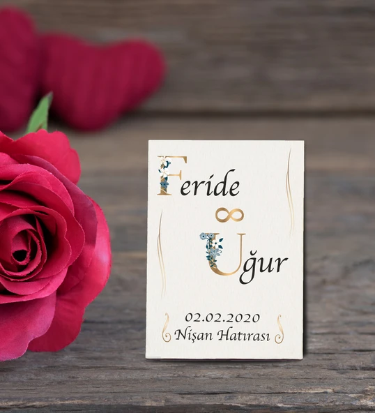 İsme Özel Söz, Nişan Hatırası Ahşap Magnet 50 Adet ürün görseli 1