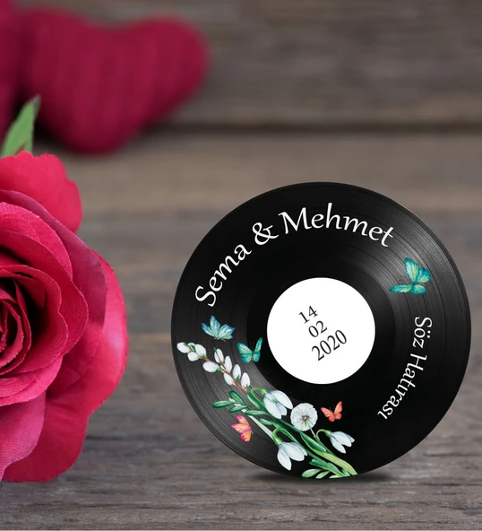 İsme Özel Ahşap Plak Magnet Söz Nişan Hatırası ürün görseli 1