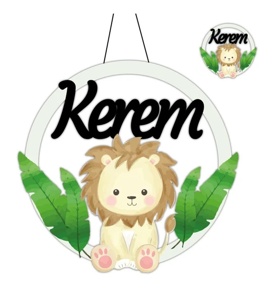 Kişiye Özel Bebek Kapı Süsü Ve 50 Adet Magnet Seti Aslan ürün görseli
