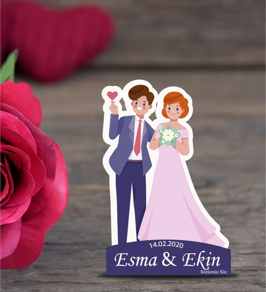 İsme Özel Söz, Kına, Nikah, Nişan, Düğün Hatırası Ahşap Magnet ürün görseli 1