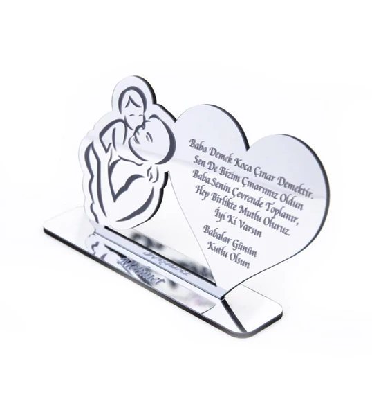 Babalar Günü Hediyesi Masaüstü Gümüş Pleksi İsimlik - 1 ürün görseli 1