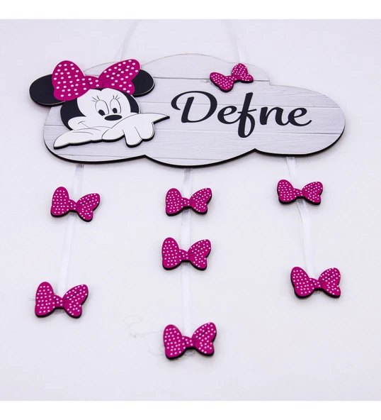 Kişiye Özel Bebek Kapı Süsü Minnie Mouse 3D (Pembe) ürün görseli