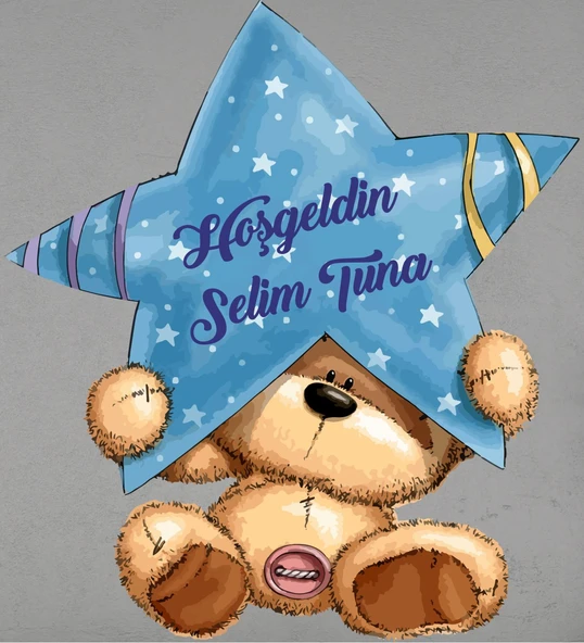 Küçük Ayı Temalı İsme Özel Çocuk Odası Kapı Süsü ürün görseli