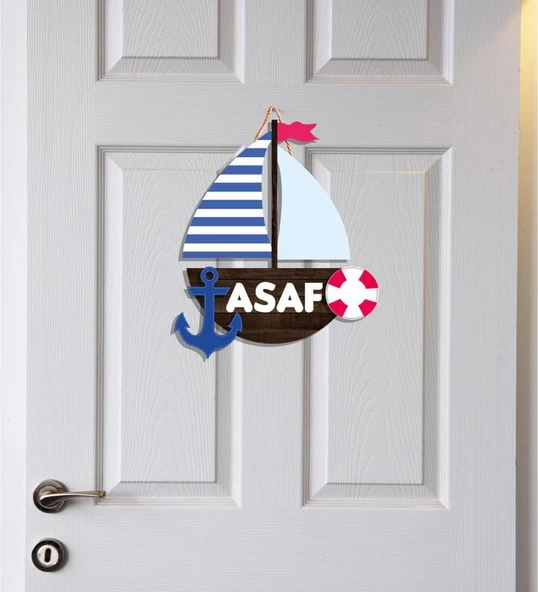 Meşgalem Minik Yelkenli Temalı Kişiye Özel Kapı Süsü ürün görseli