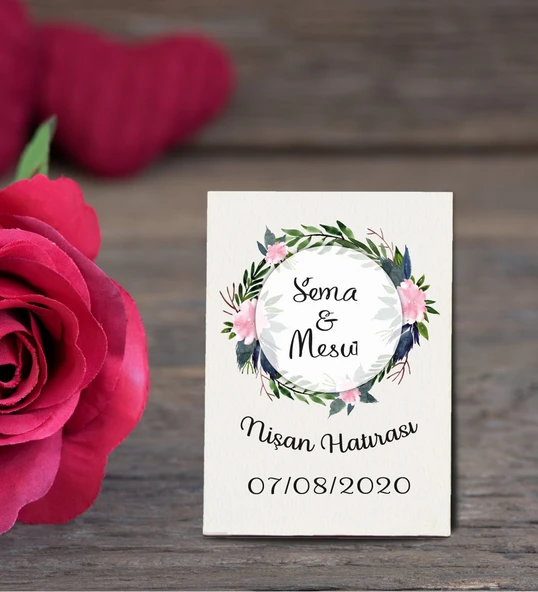 İsme Özel Söz, Nişan Hatırası Ahşap Magnet 50 Adet ürün görseli 1