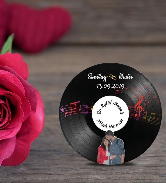 İsme Özel Ahşap Plak Magnet Söz Nişan Hatırası 50 Adet ürün görseli 1