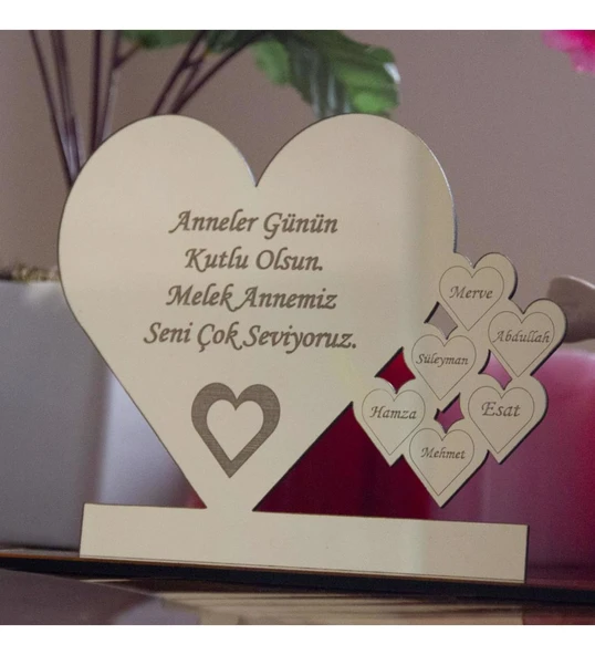 Kişiye ve Annelere Özel Masaüstü Gold Pleksi İsimlik - 1