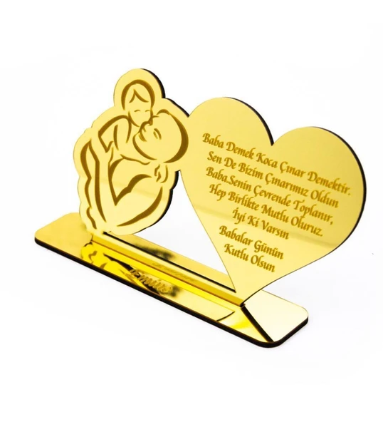 Babalar Günü Hediyesi Masaüstü Gold Pleksi İsimlik ürün görseli 1