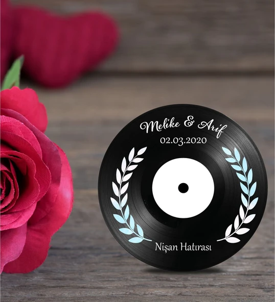 İsme Özel Ahşap Plak Magnet Söz Nişan Hatırası 50 Adet - Resim 2