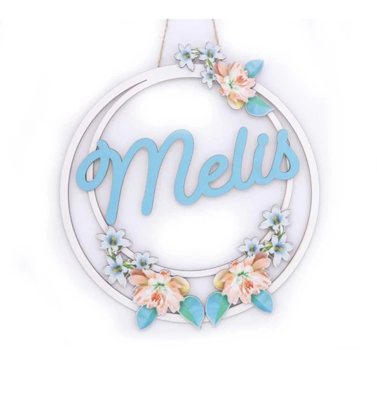 Meşgalem Çiçek ve El Yazısı Temalı Kişiye Özel Kapı Süsü ürün görseli