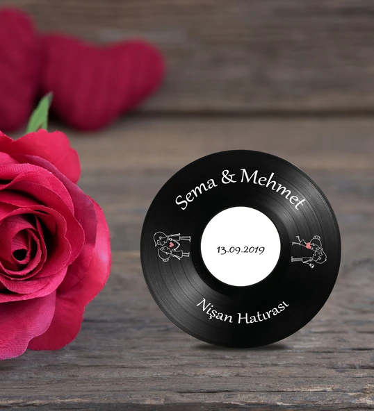 İsme Özel Ahşap Plak Magnet Söz Nişan Hatırası 50 Adet ürün görseli 1