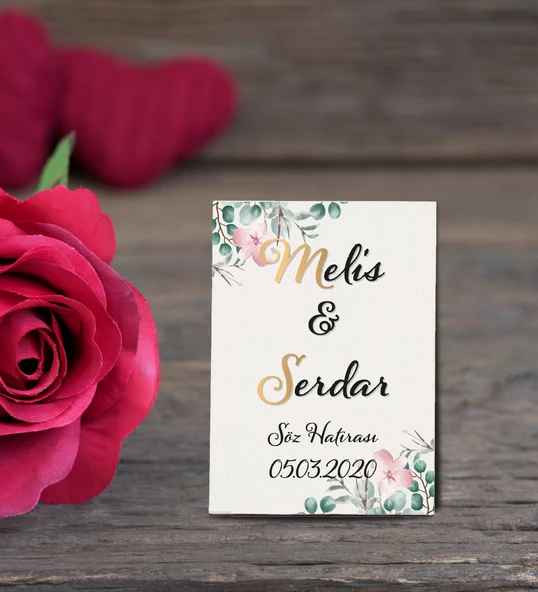 İsme Özel Söz, Nişan Hatırası Ahşap Magnet 50 Adet ürün görseli 1