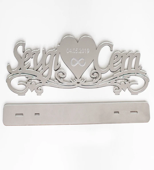 Pleksi İsimlik Gümüş Masaüstü Ve Ayaklı Söz Nişan Düğün - Resim 2