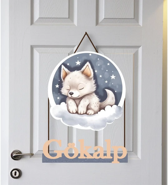 Meşgalem Yavru Kurt Temalı Kişiye Özel Kapı Süsü - Resim 2