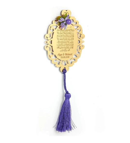 50 Adet Süslü Dualı Söz Nişan Kına Düğün Hatırası Gold Pleksi Magnet ürün görseli 1