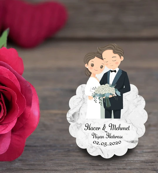 İsme Özel Söz, Kına, Nikah, Nişan, Düğün Hatırası Ahşap Magnet ürün görseli 1