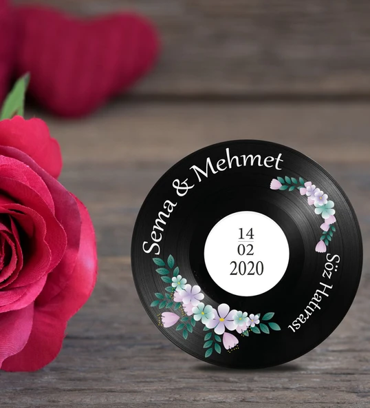 İsme Özel Ahşap Plak Magnet Söz Nişan Hatırası 50 Adet ürün görseli 1