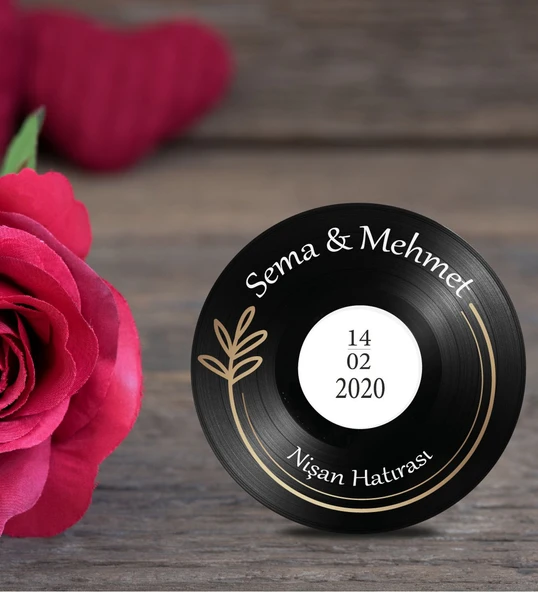 İsme Özel Ahşap Plak Magnet Söz Nişan Hatırası 50 Adet ürün görseli 1