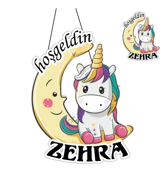 Kişiye Özel Bebek Kapı Süsü Ve 50Adet Magnet Seti Gülen Ay ürün görseli