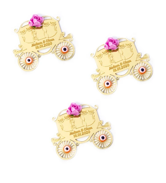 İsme Özel Pleksi Gold Magnet Nikah, Nişan, Düğün Hatırası - 25 Adet ürün görseli 1