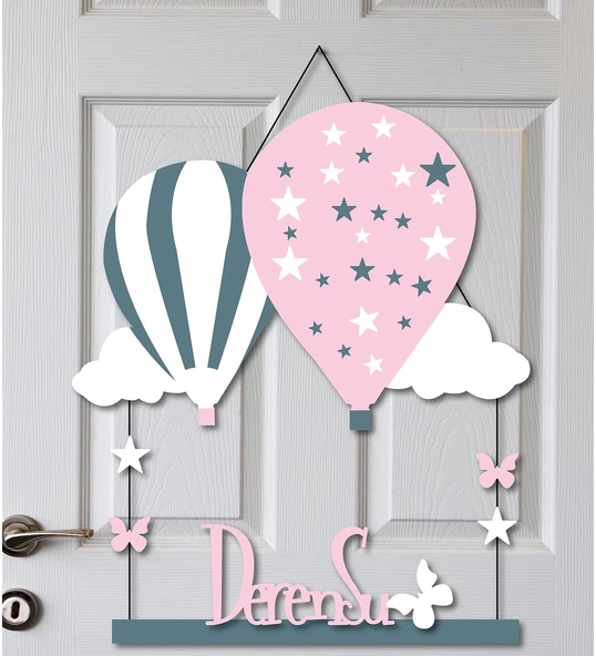 Kişiye Özel İki İsimli Hastane Kapısı  Balon Kapı Süsü 55x30cm ürün görseli