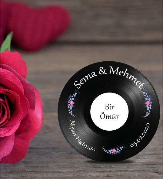 İsme Özel Ahşap Plak Magnet Söz Nişan Hatırası 50 Adet ürün görseli 1