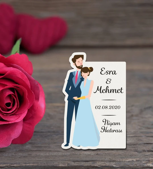 İsme Özel Söz, Kına, Nikah, Nişan, Düğün Hatırası Ahşap Magnet ürün görseli 1