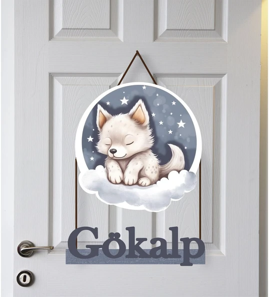 Meşgalem Yavru Kurt Temalı Kişiye Özel Kapı Süsü - Resim 3