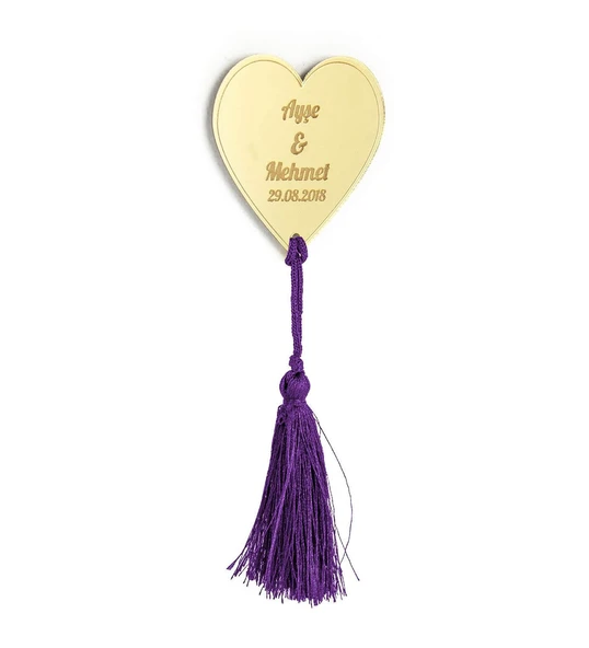 50 Adet Süslü  Söz Nişan Kına Düğün Hatırası Gold Pleksi Magnet ürün görseli 1