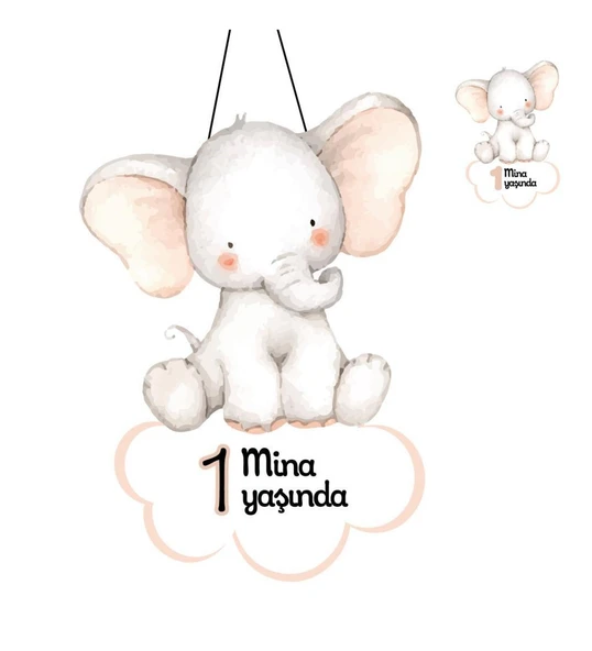 Kişiye Özel Bebek Kapı Süsü Ve 50 Adet Magnet Seti Bebek Fil ürün görseli