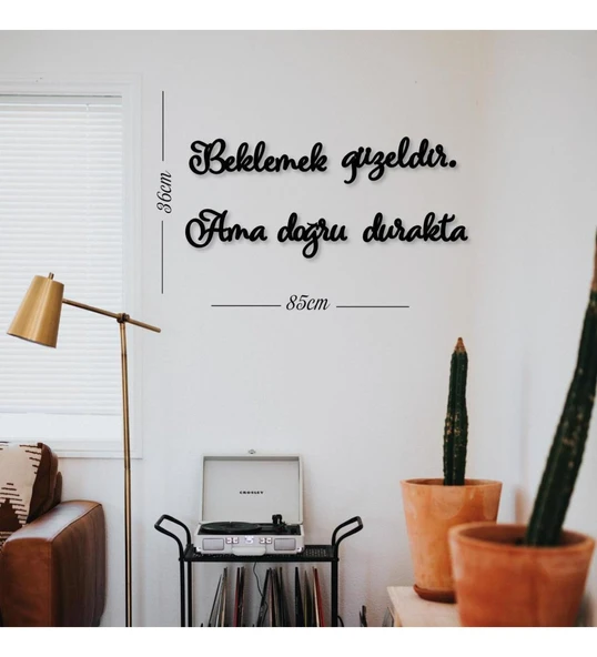 Beklemek Güzeldir Siyah Ahşap MDF Tablo - 2