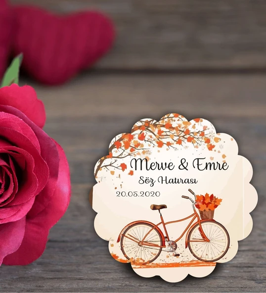 İsme Özel Söz, Kına, Nikah, Nişan, Düğün Hatırası Ahşap Magnet 50Adet ürün görseli 1